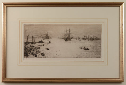 Naples, Entrance to the Harbour - signed etching by W.L. Wyllie