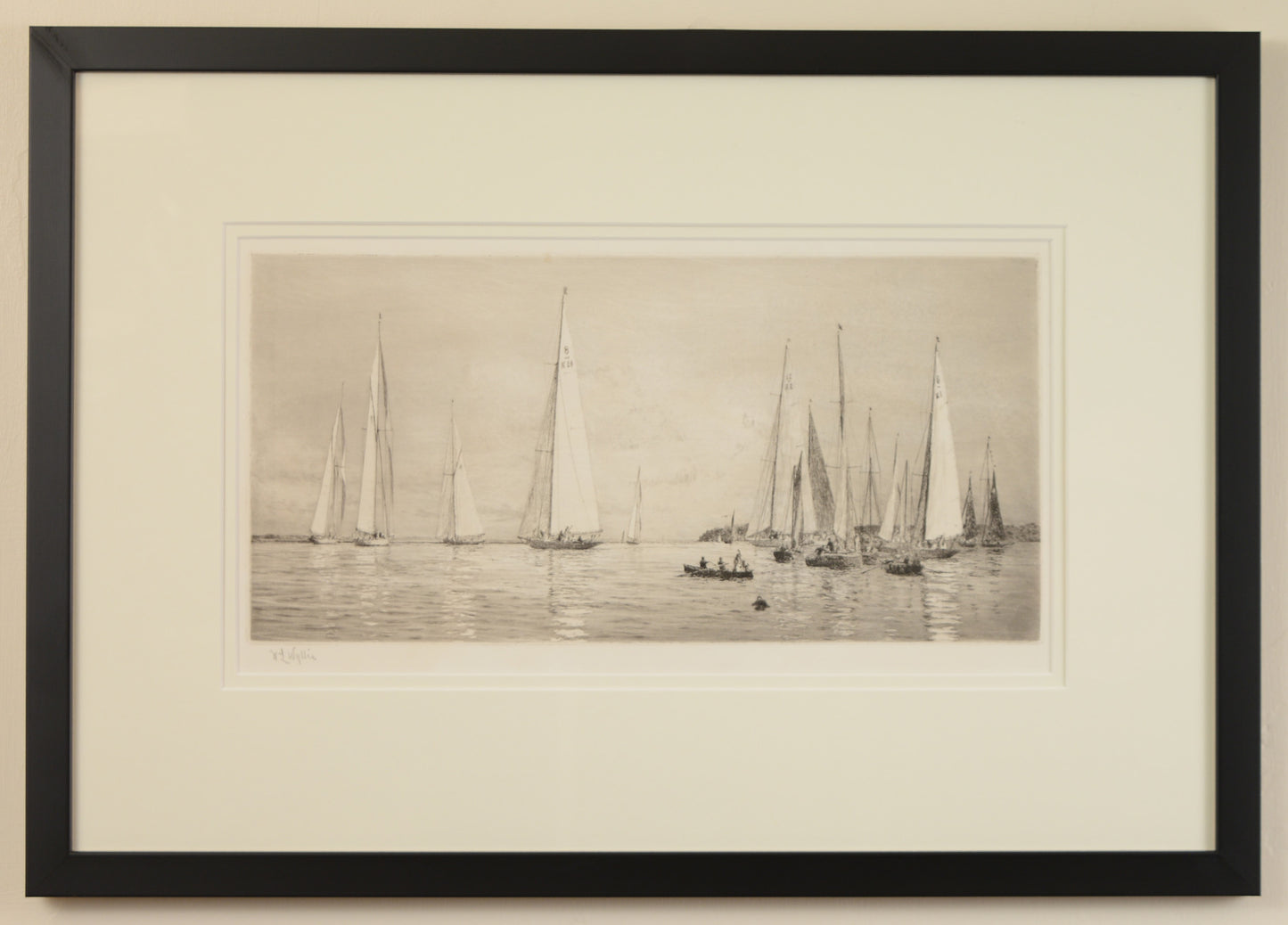 Before the Start - signed etching by W.L. Wyllie