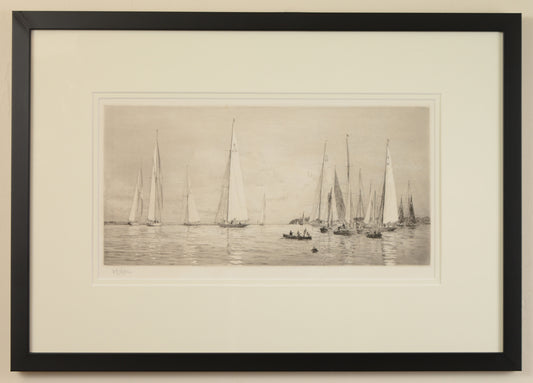 Before the Start - signed etching by W.L. Wyllie