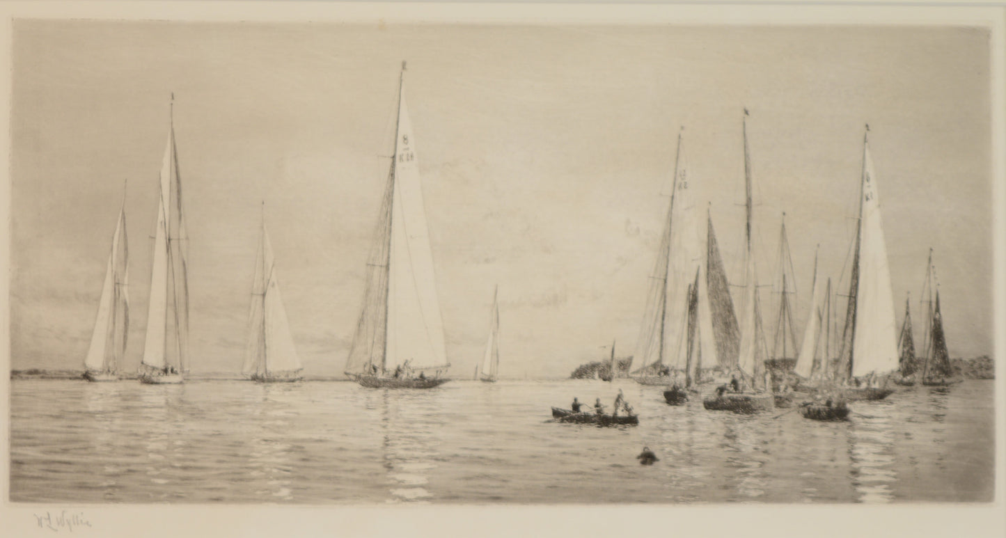 Before the Start - signed etching by W.L. Wyllie