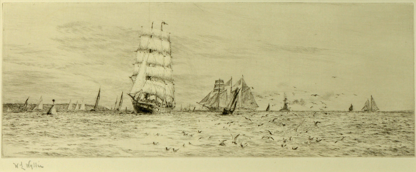 Fantome and Sunbeam off Cowes - Signed Etching by W.L. Wyllie
