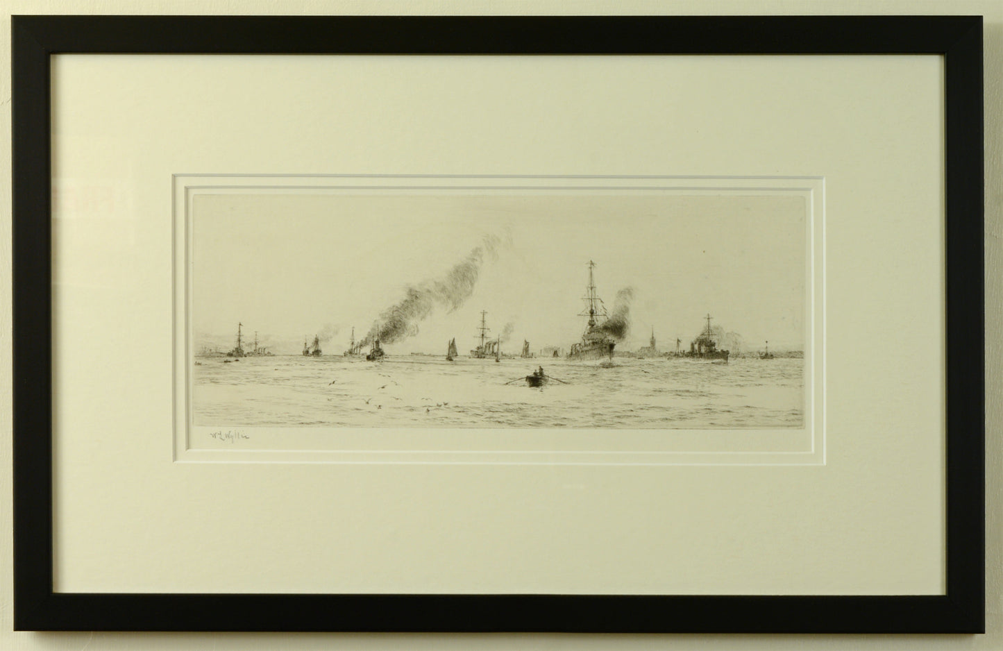 Light Cruisers and Destroyers at Harwich - Signed Etching by W.L. Wyllie