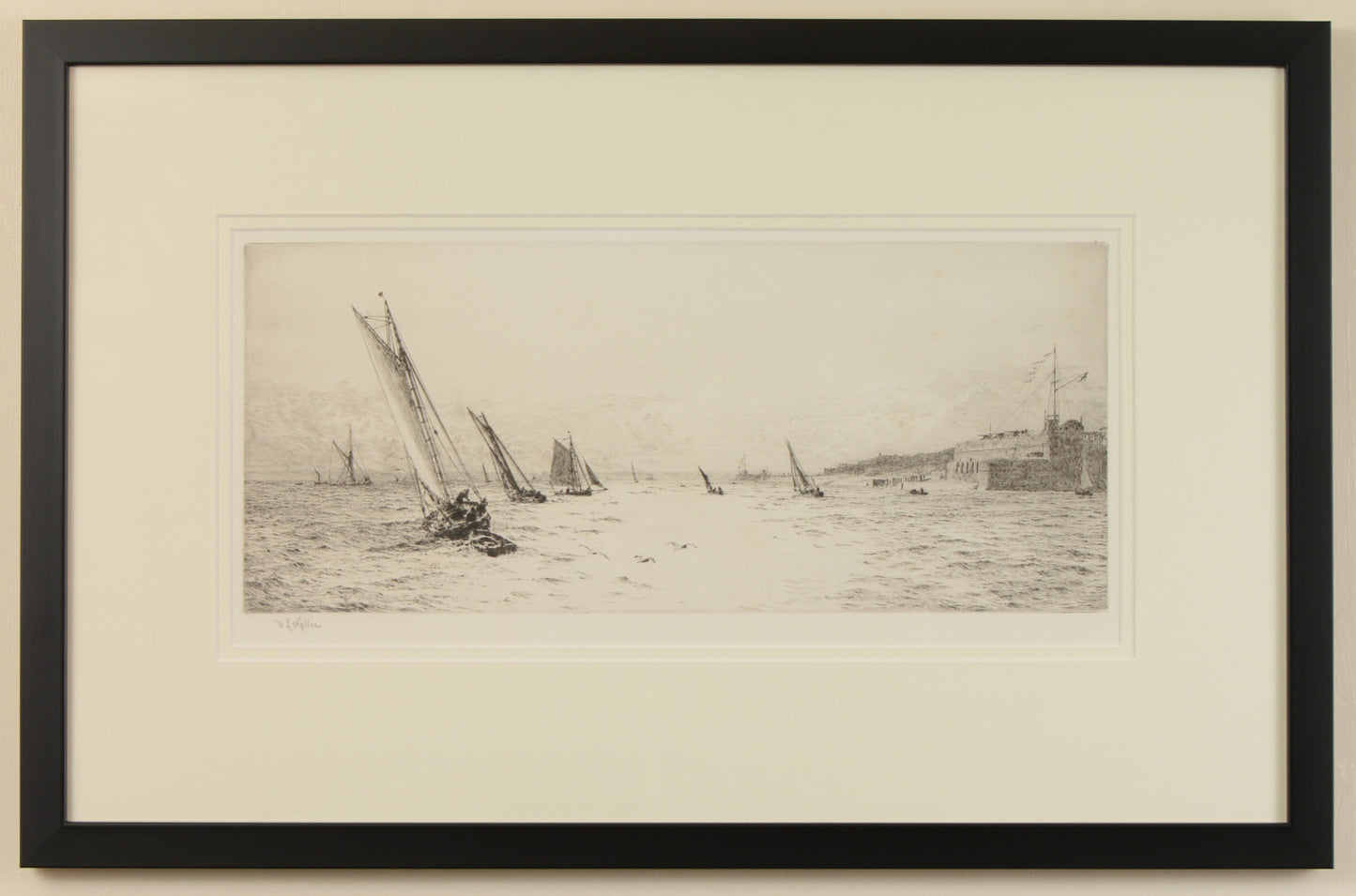 Looking West along the Solent - Signed etching by W.L. Wyllie