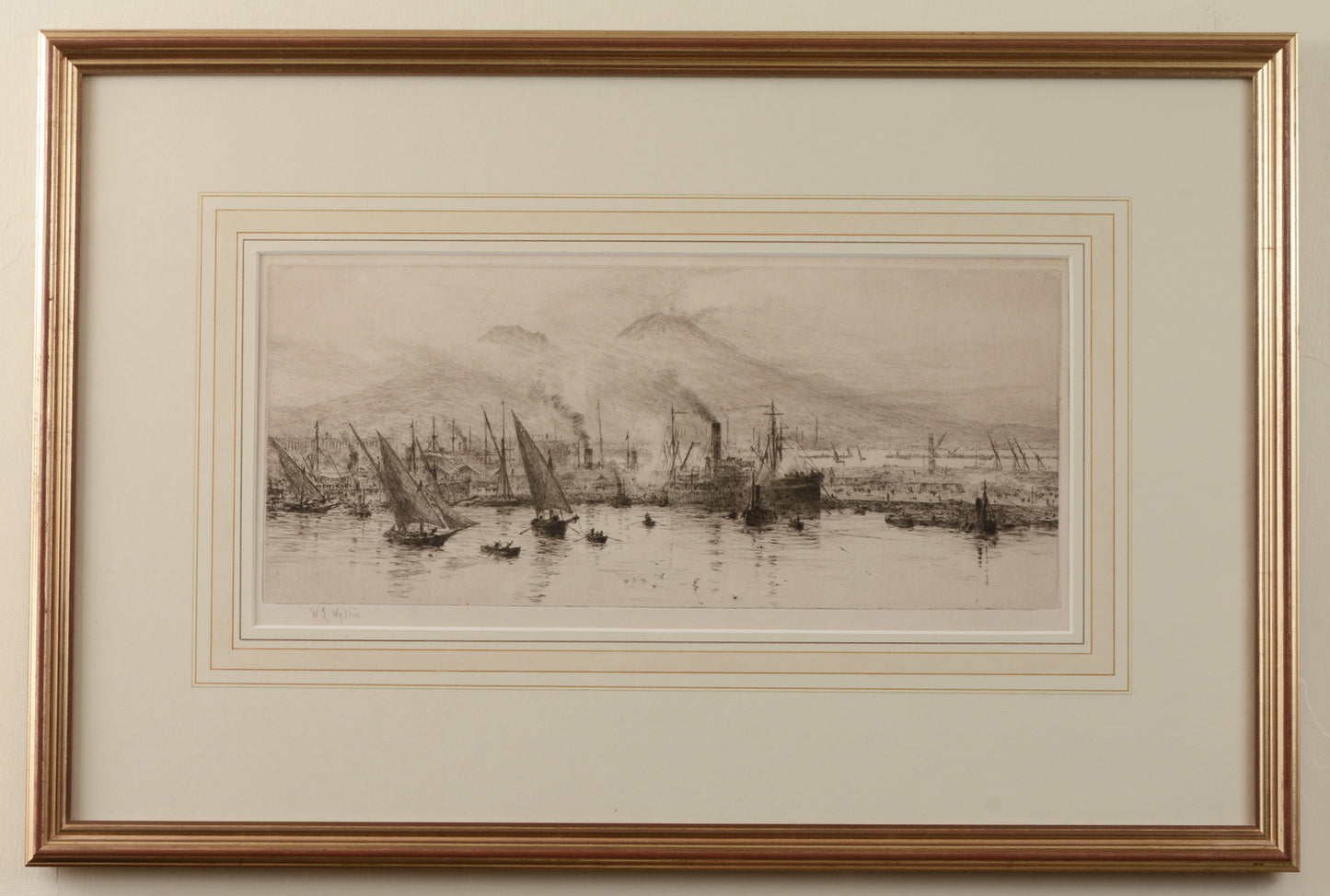 Mount Vesuvius - signed etching by W.L. Wyllie