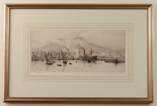 Mount Vesuvius - signed etching by W.L. Wyllie