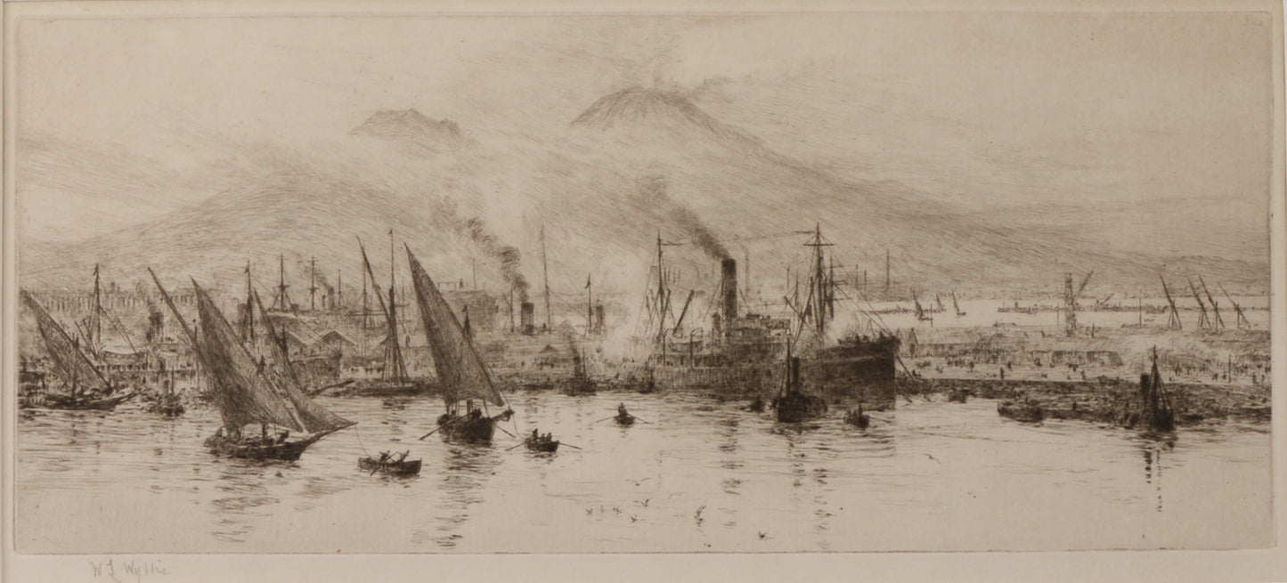 Mount Vesuvius - signed etching by W.L. Wyllie