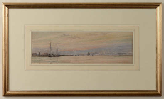 On the Maas, near Rotterdam - signed watercolour by W.L. Wyllie