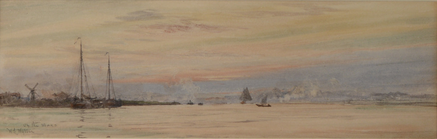 On the Maas, near Rotterdam - signed watercolour by W.L. Wyllie