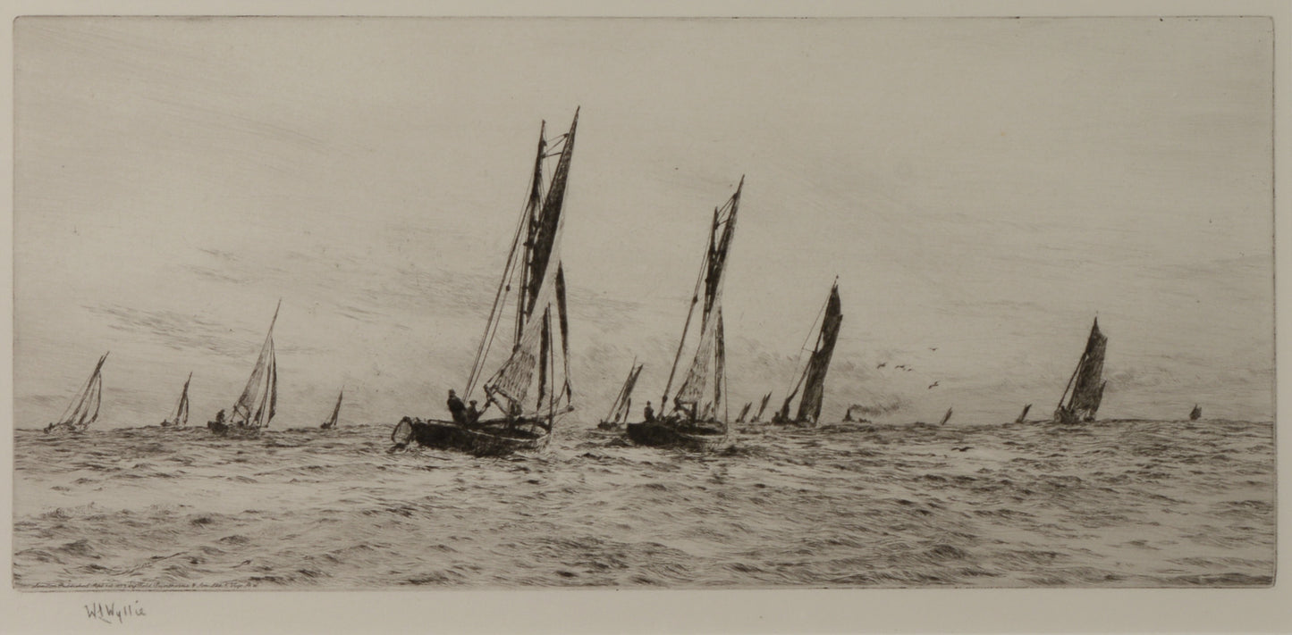 The Portsmouth Fishing Fleet - signed etching by W.L. Wyllie