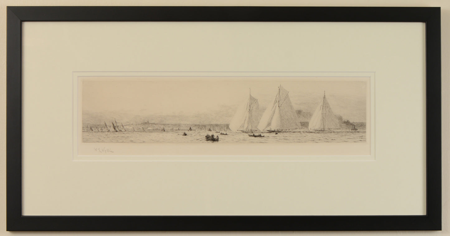 Racing Yachts in the Solent - Signed Etching by W.L. Wyllie