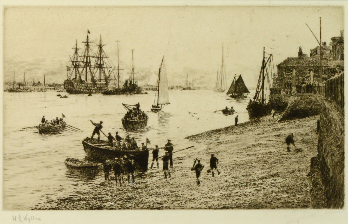 Sea Scouts at Old Portsmouth - Signed Etching by W.L. Wyllie