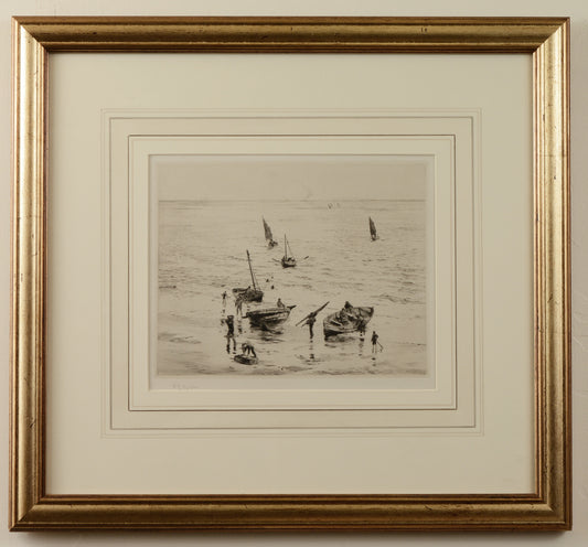 Sheringham Crabbers - signed etching by W.L. Wyllie