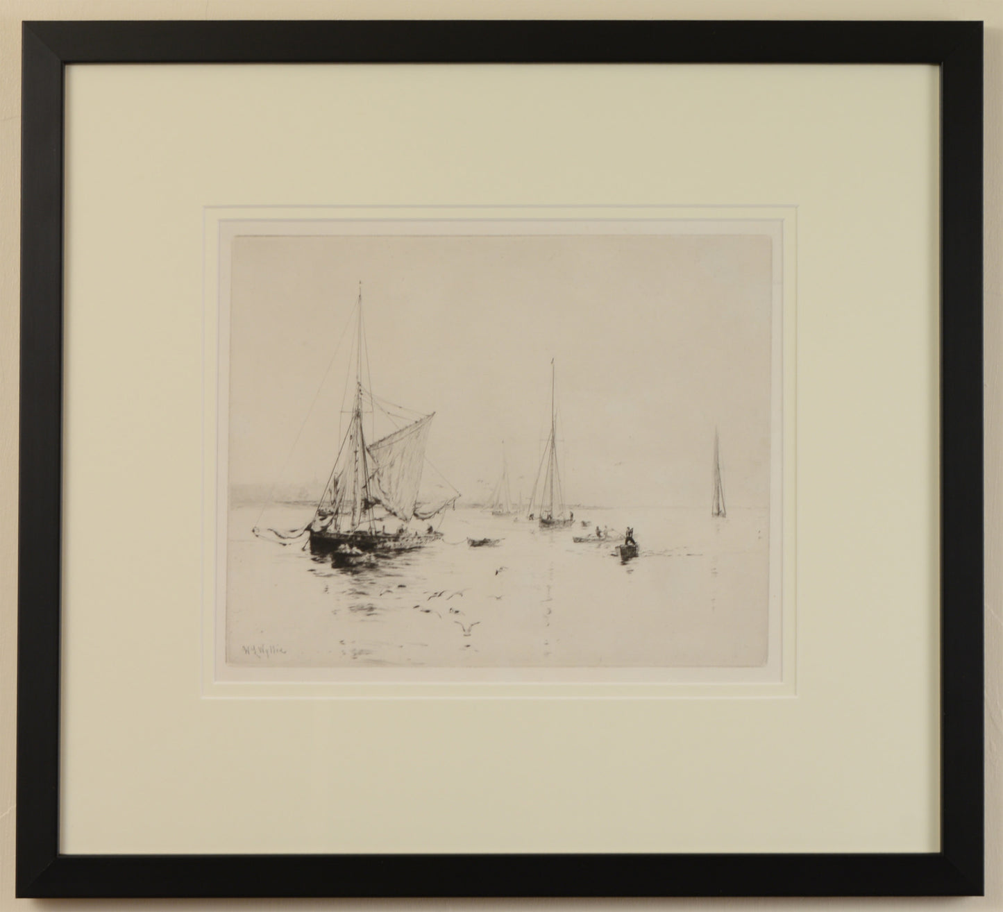 Sprat Boat on the Medway - Signed Etching by W.L. Wyllie