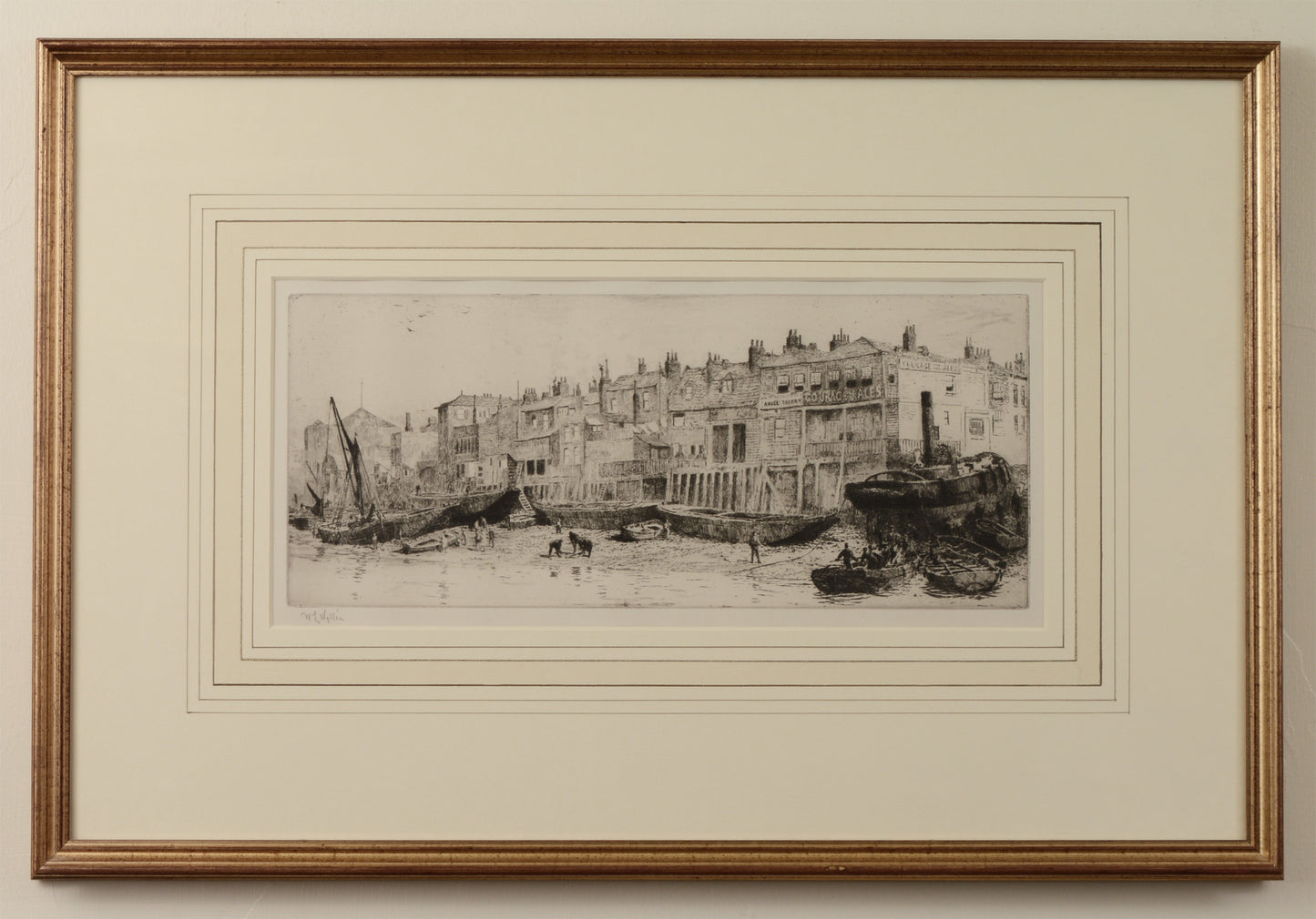 The Angel at Rotherhithe on The Thames - Signed Etching by W.L. Wyllie