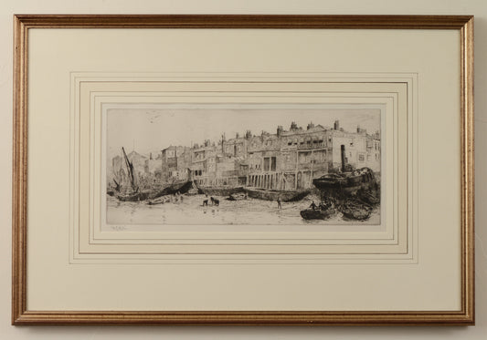 The Angel at Rotherhithe on The Thames - Signed Etching by W.L. Wyllie