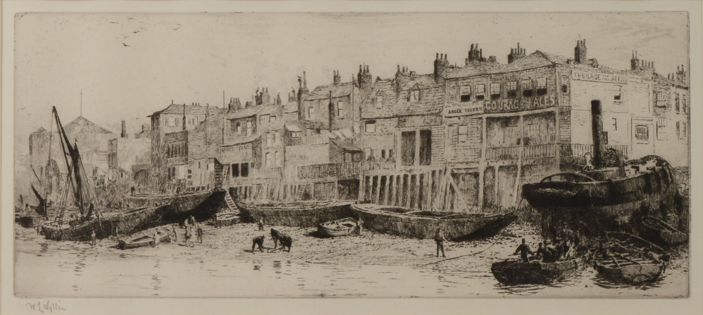 The Angel at Rotherhithe on The Thames - Signed Etching by W.L. Wyllie
