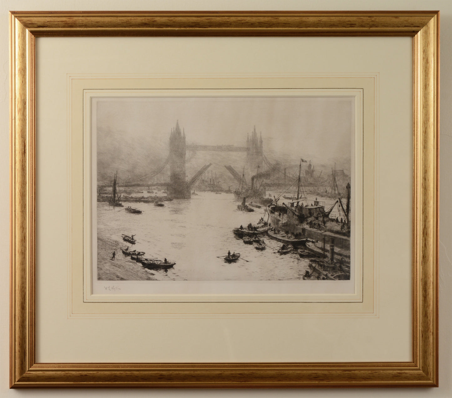 Tower Bridge from the East - Signed Etching by W.L. Wyllie