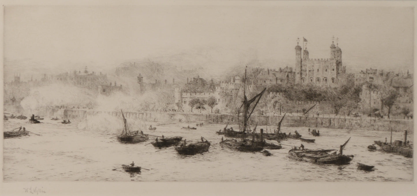 A Royal Salute, Tower of London - Signed Etching by W.L. Wyllie