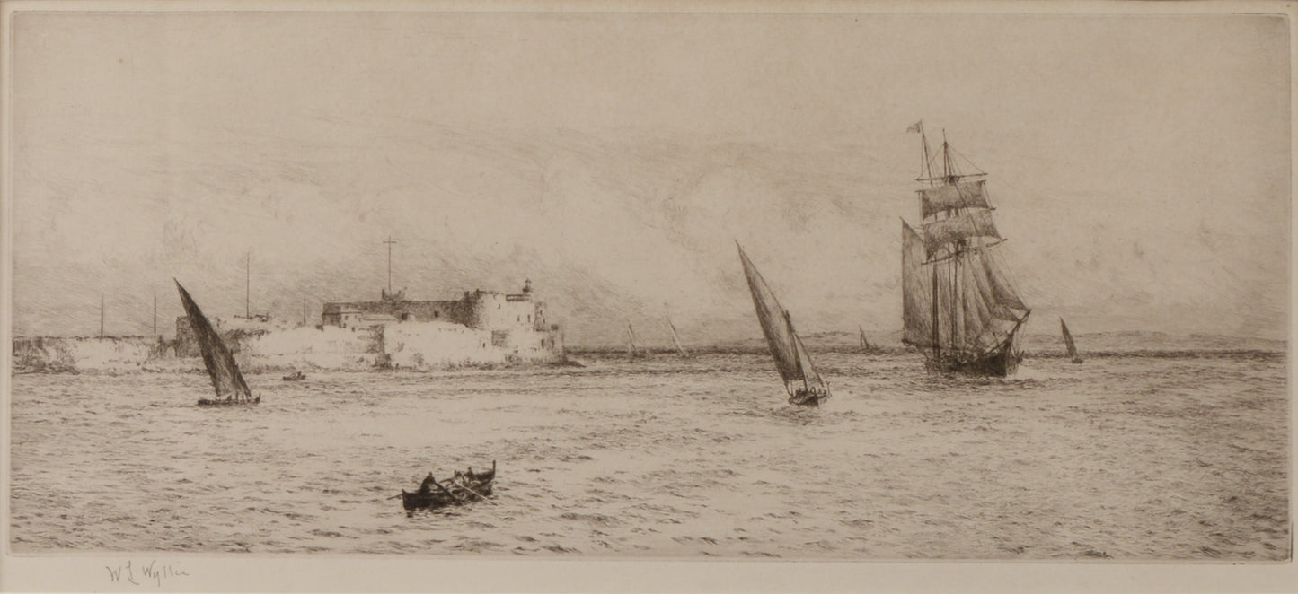 Valetta, Malta - signed etching by W.L. Wyllie